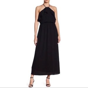 High Neck Ruffle Maxi Nipped Waist